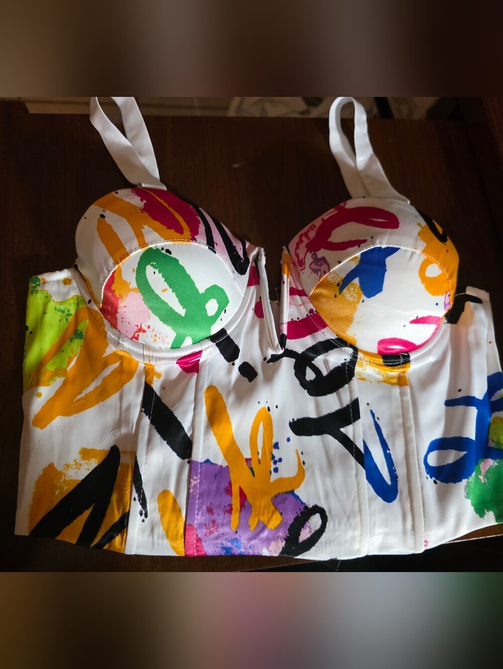 Love X Design "Subway Stop" Graffiti Print Bustier Corset Top New - Picture 2 of 7